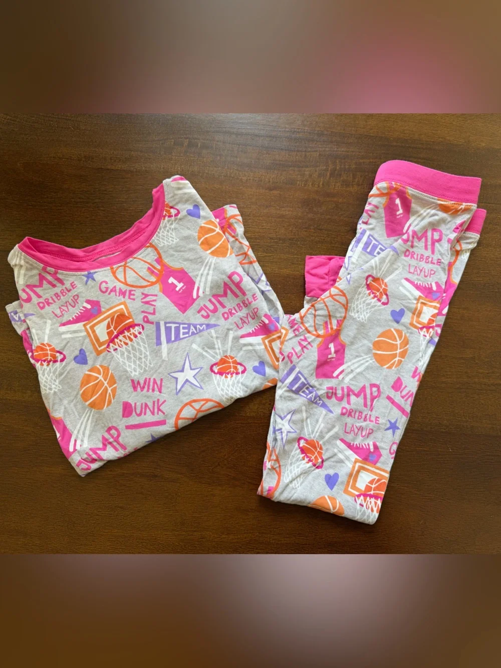 Little Sleepies Pink, Orange & Purple Basketball Pajama Set